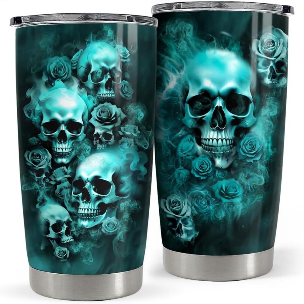 Skull Tumbler 20oz Stainless Steel Insulated Travel Mug Cup for Men Women Goth G